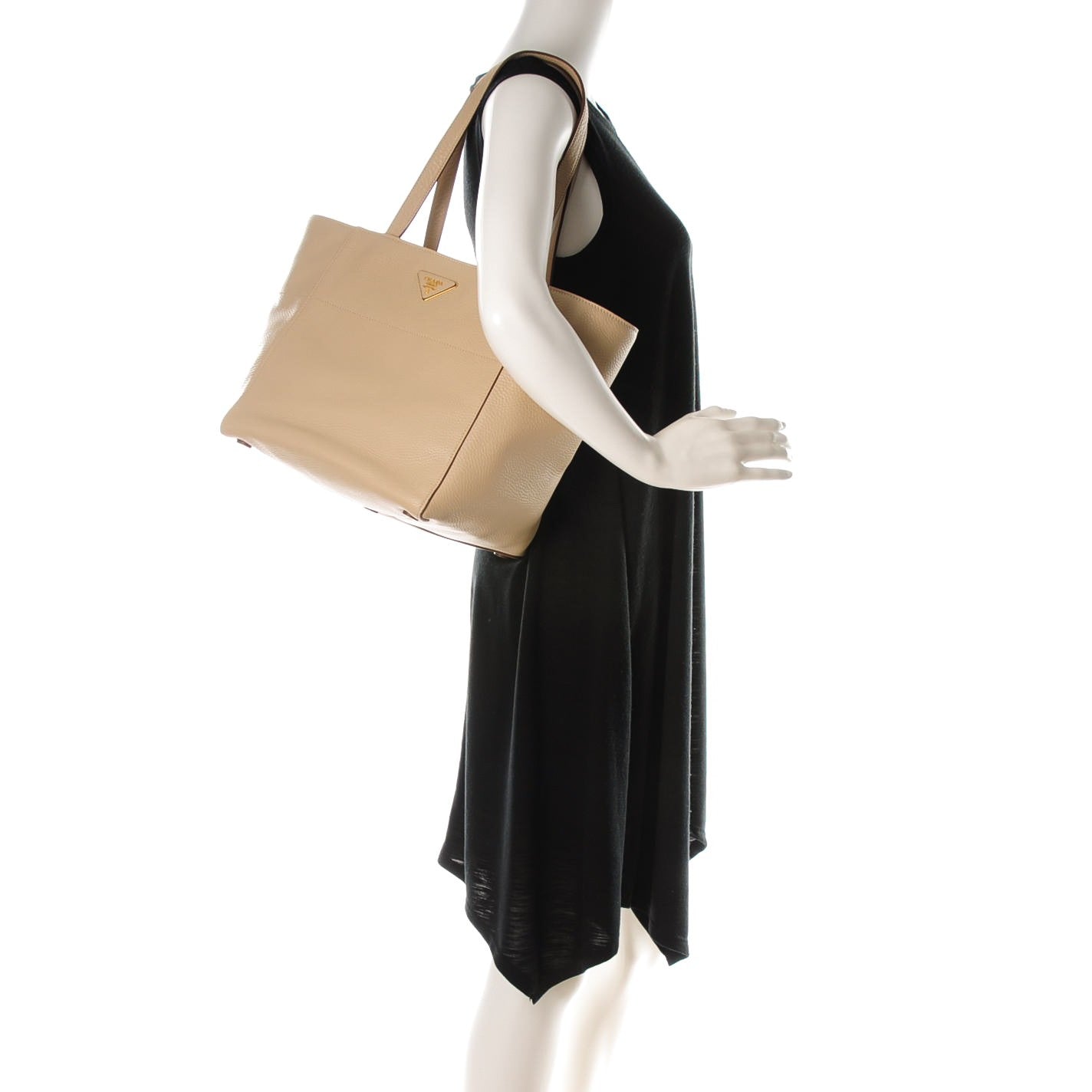 Prada Vitello Daino Tote Sabbia 2 of 8