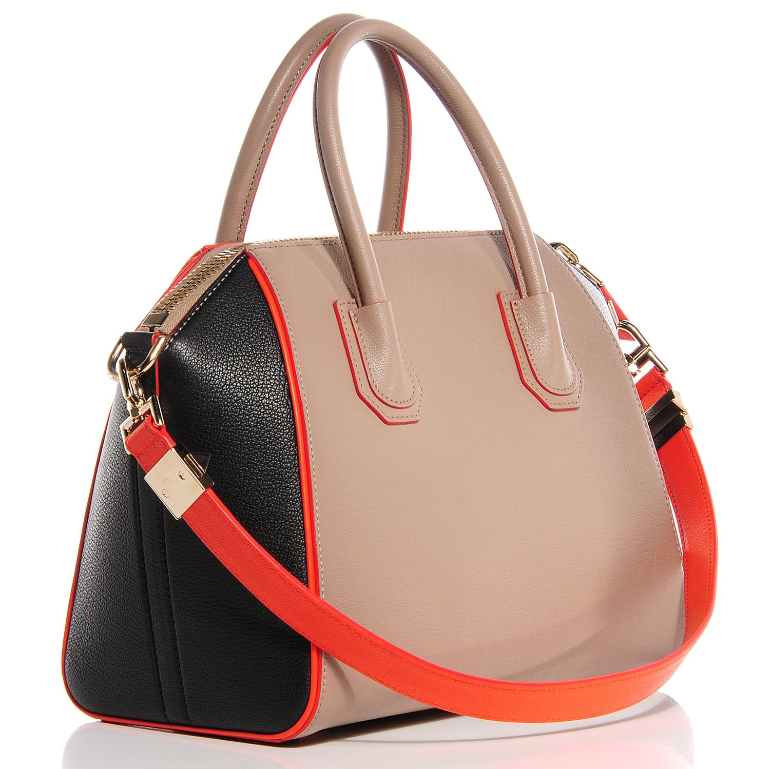 Givenchy Sugar Grained Goatskin Small Tri-Color Antigona Taupe Black Orange 3 of 11