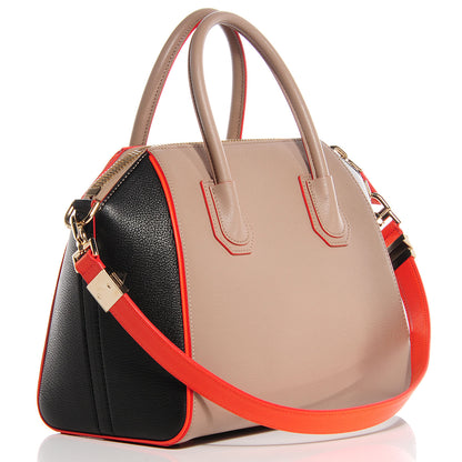 Givenchy Sugar Grained Goatskin Small Tri-Color Antigona Taupe Black Orange 3 of 11