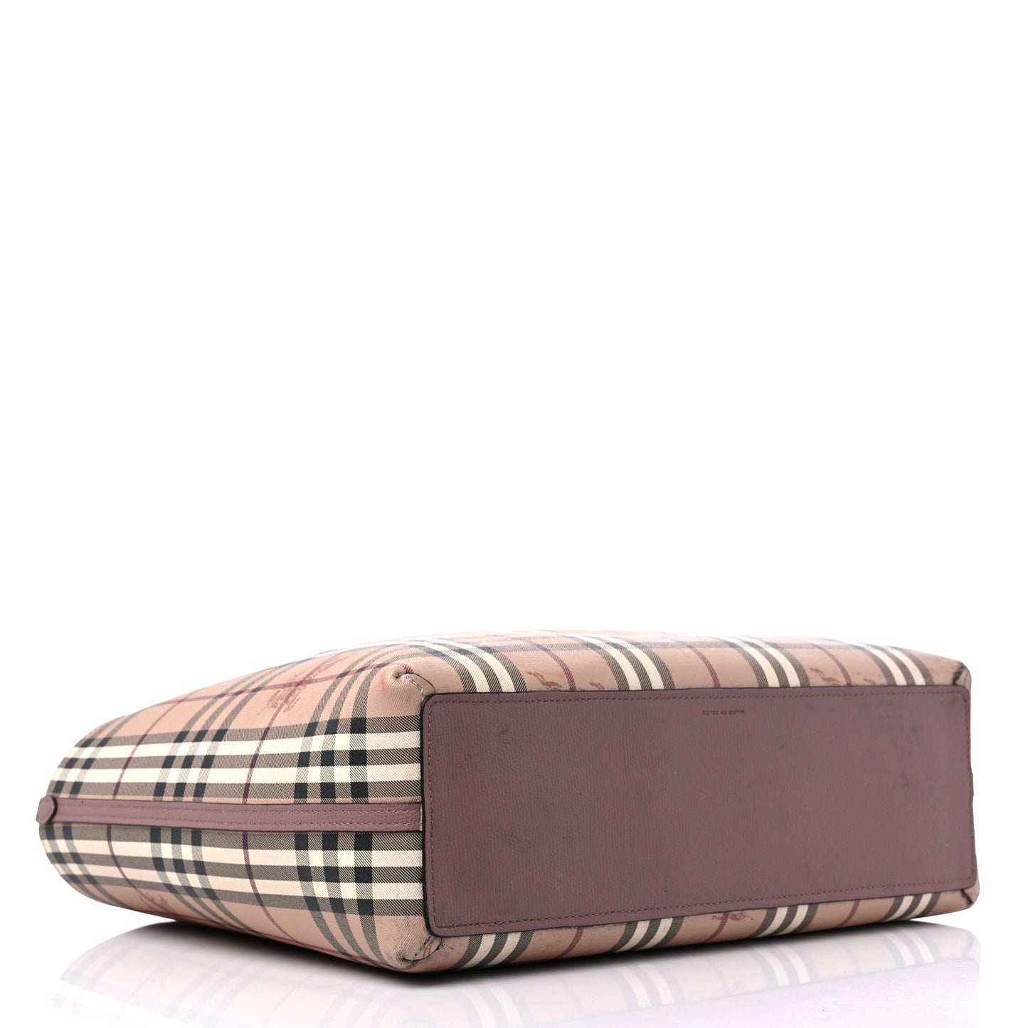 Grainy Calfskin Haymarket Check Medium Reversible Tote Dusty Pink