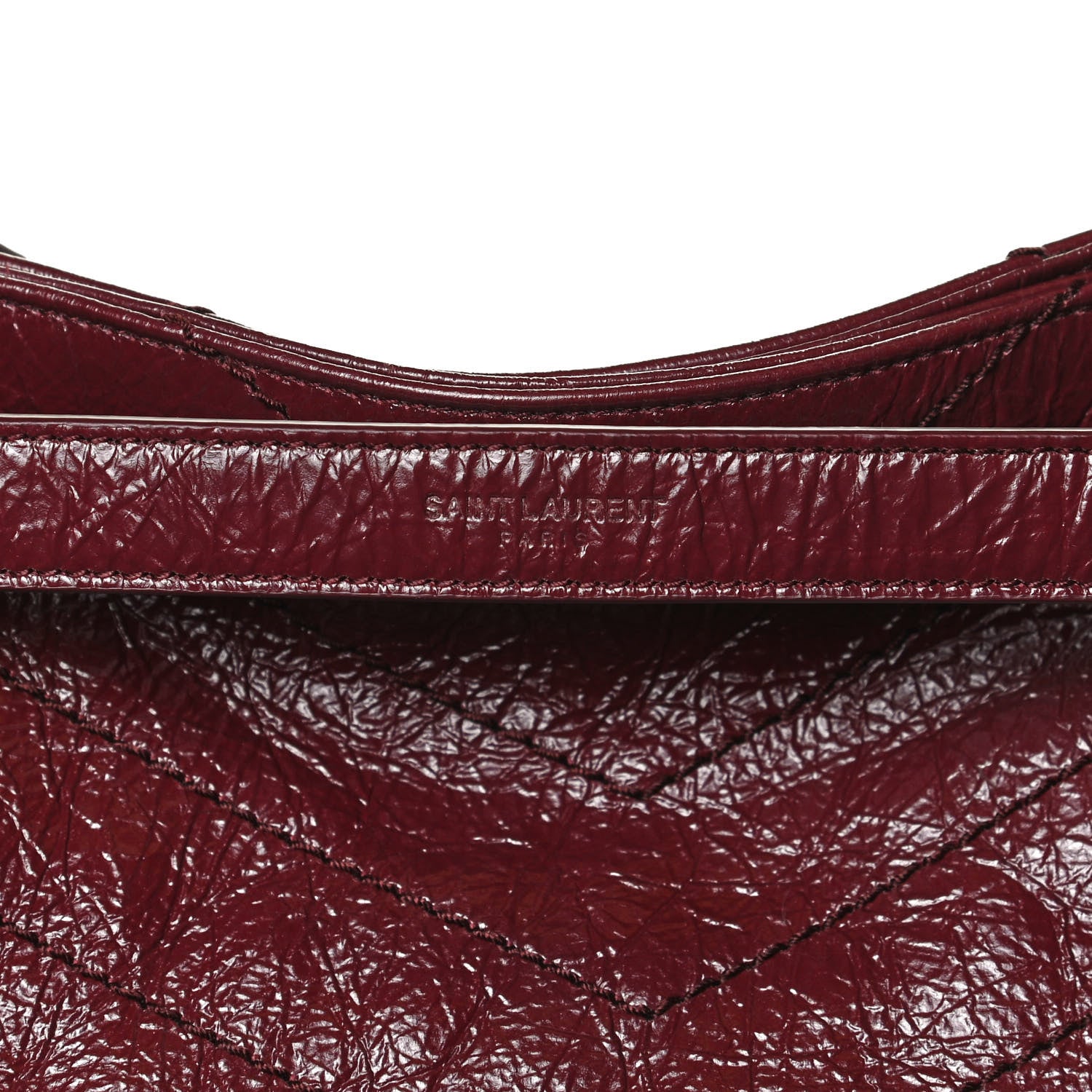 Saint Laurent Crinkled Calfskin Matelasse Monogram Niki Shopper Tote Burgundy 8 of 11
