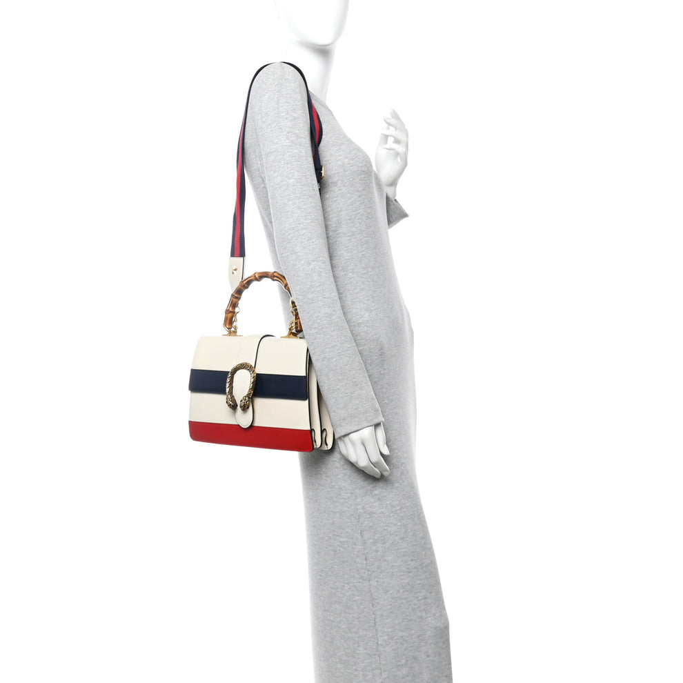 Gucci Calfskin Bamboo Web Medium Dionysus Top Handle Bag White Blue ...