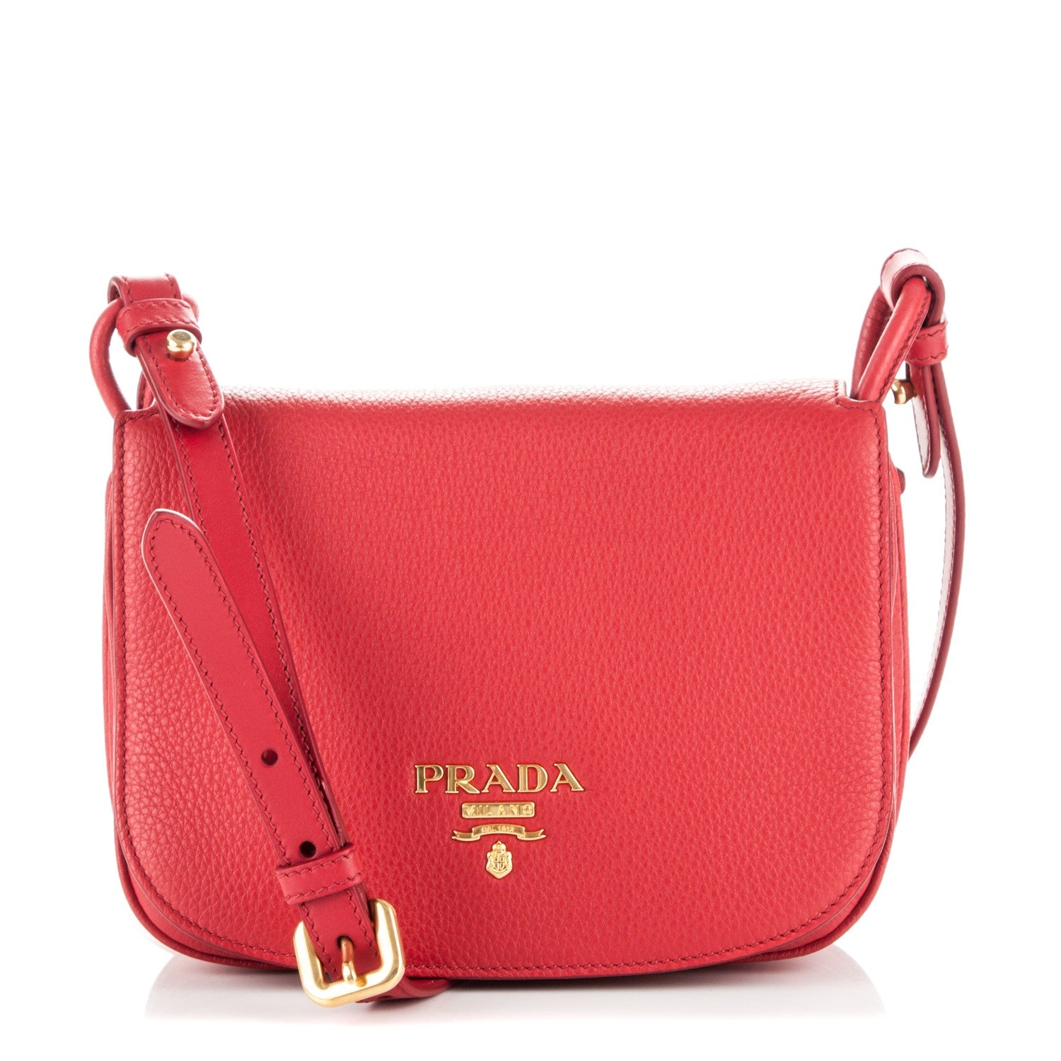 Prada Vitello Daino Saddle Bag Rosso 1 of 7