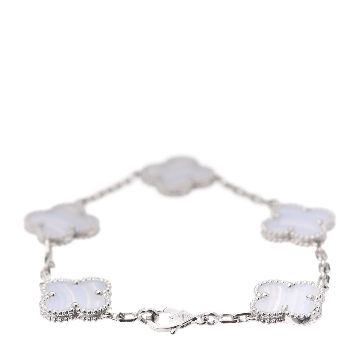 18K White Gold Chalcedony 5 Motifs Vintage Alhambra Bracelet