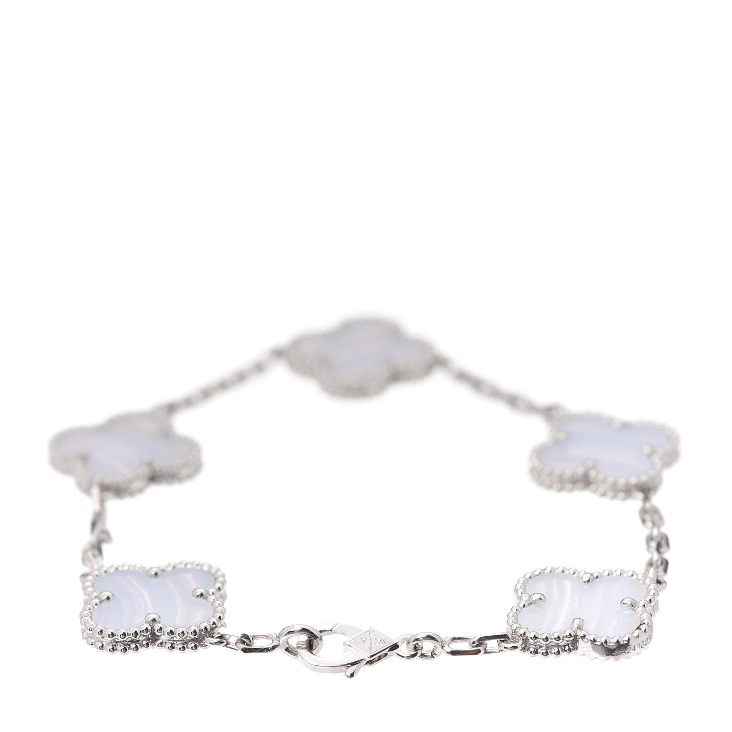 Van Cleef & Arpels 18K White Gold Chalcedony 5 Motifs Vintage Alhambra Bracelet 3 of 7