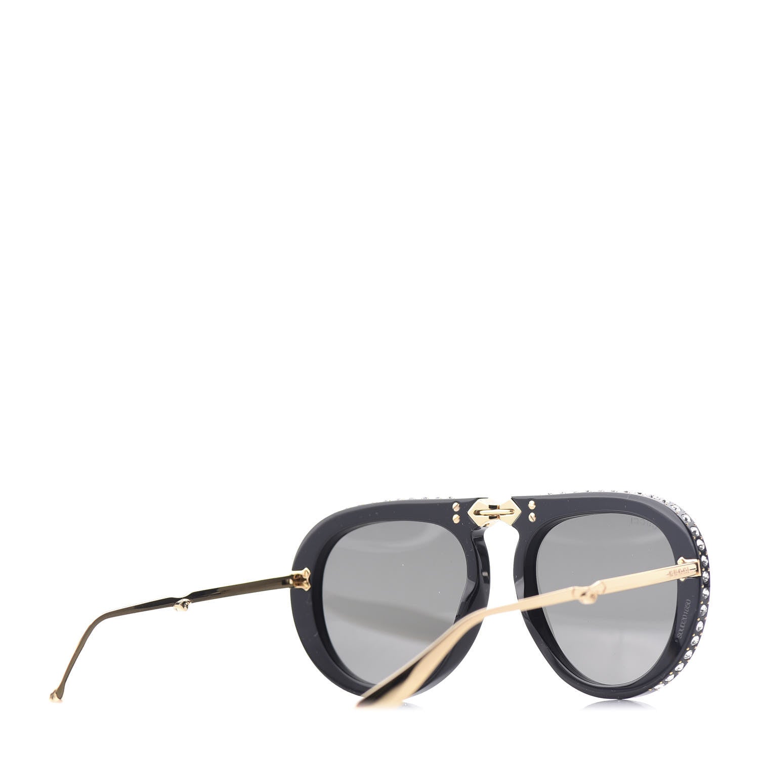 Gucci Acetate Crystal Foldable Aviator Sunglasses GG0307S Black 4 of 9