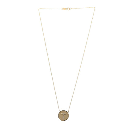 Jennifer Meyer 18K Yellow Gold Diamond Letter T Disc Necklace 3 of 5