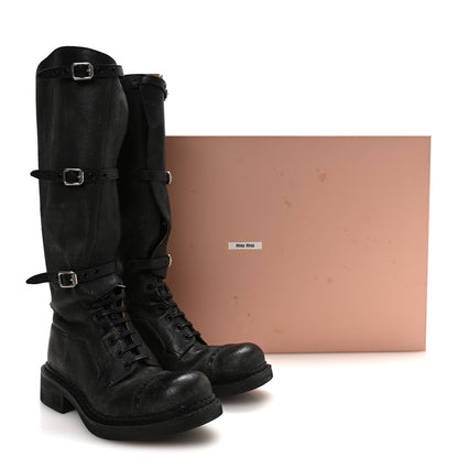Miu Miu Antique Calfskin Buckle Boots 36 Black 7 of 7