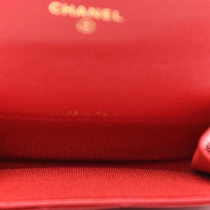 Chanel Caviar Quilted Flap Card Holder Wallet Red 5 of 9