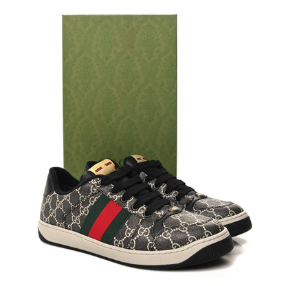 Gucci GG Supreme Web Mens Screener Sneakers 8 Black Grey 9 of 9