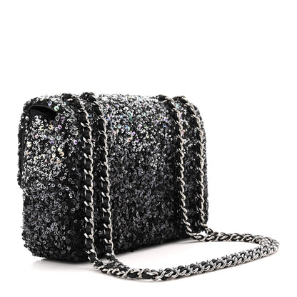Chanel Sequin Mini Rectangular Flap Black Silver 3 of 13