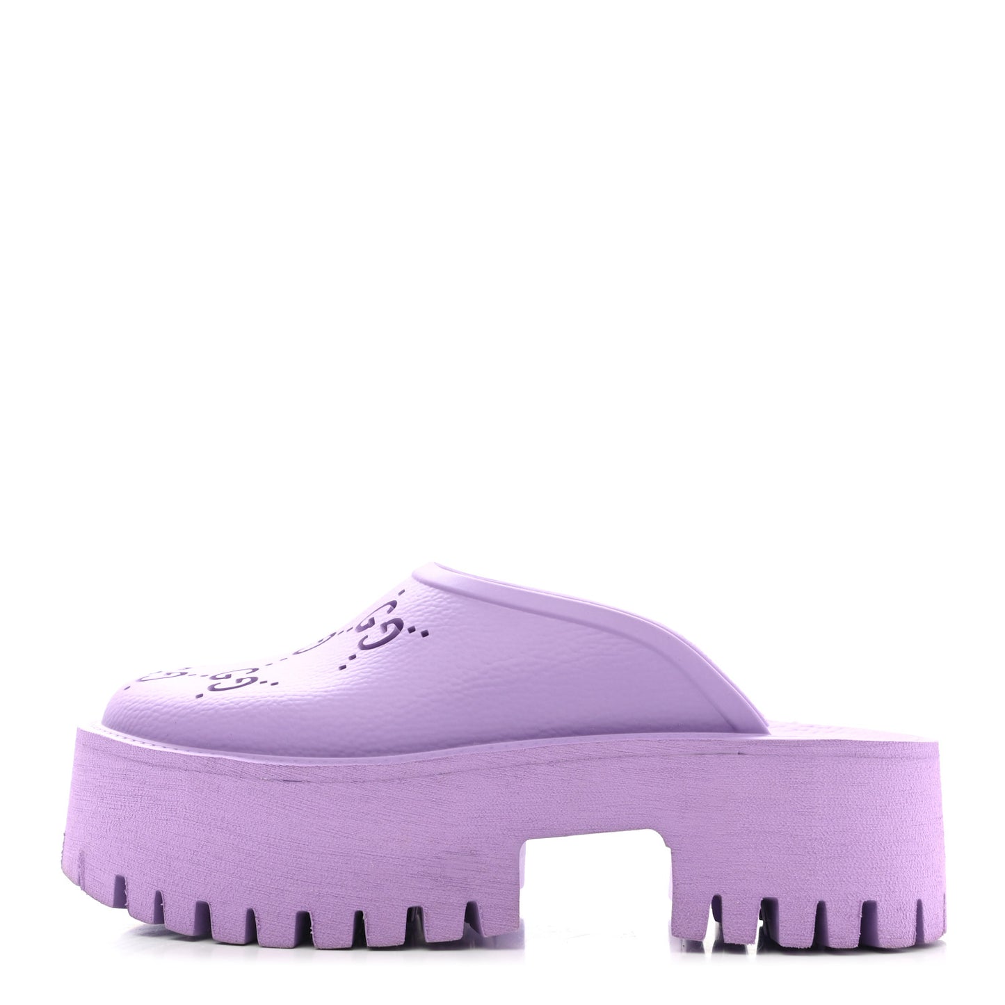Rubber GG Monogram Perforated Elea Platform 55mm Lug Sole Sandals 35 Lapis