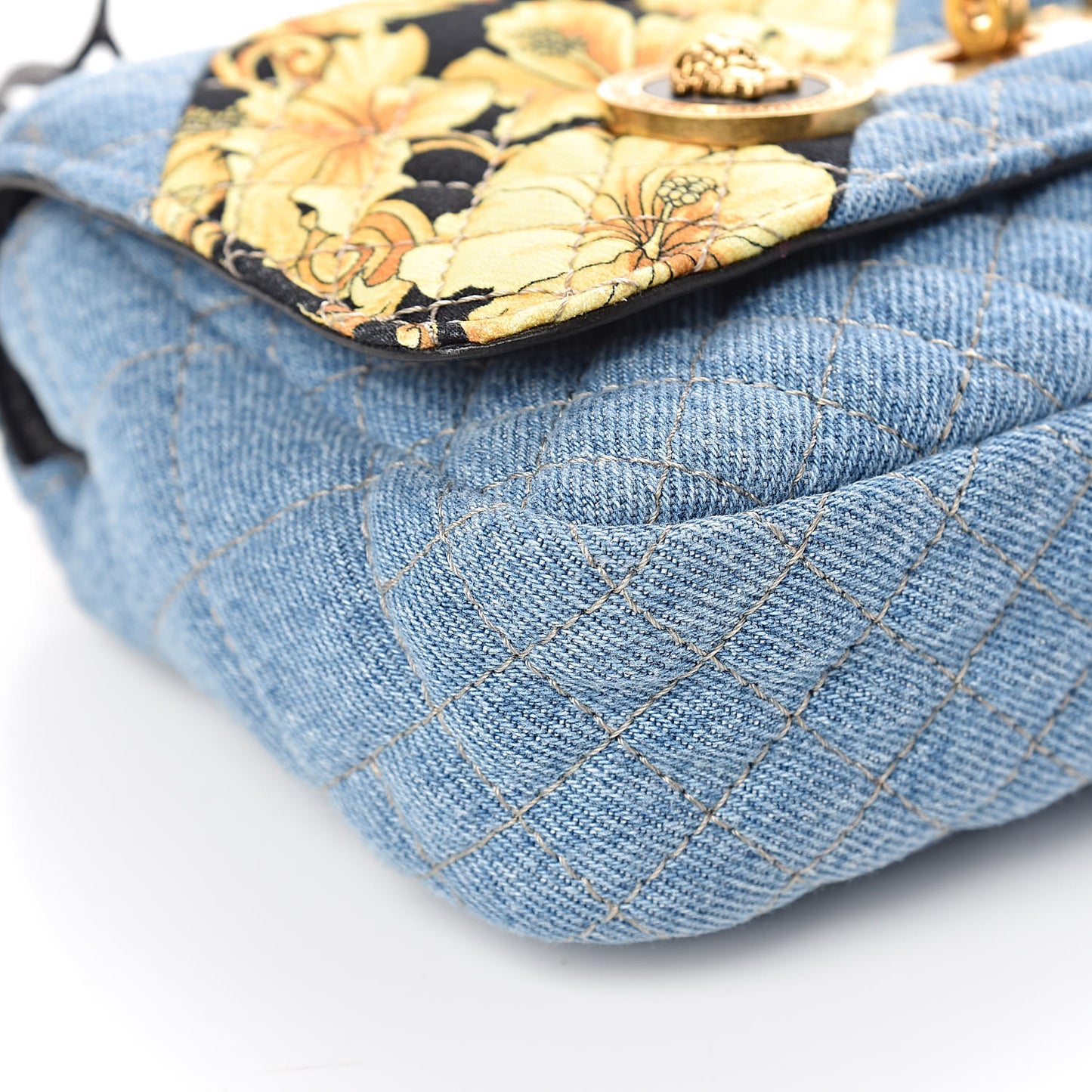 Denim Barocco Printed Icon Small Crossbody Bag Blue