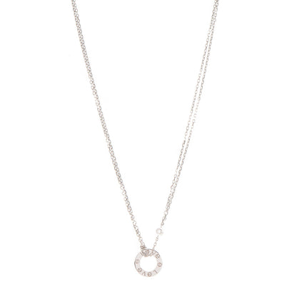 Cartier 18K White Gold 2 Diamond LOVE Necklace 1 of 5
