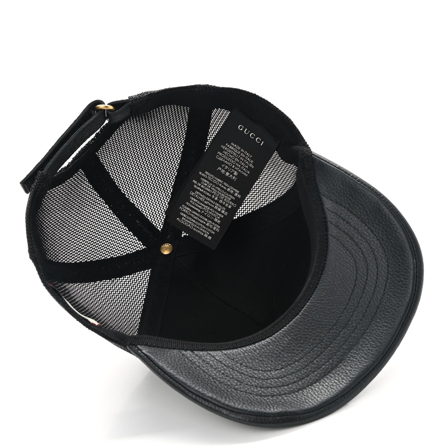 Gucci Grained Calfskin Logo Baseball Hat Black 7 of 9