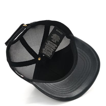 Gucci Grained Calfskin Logo Baseball Hat Black 7 of 9