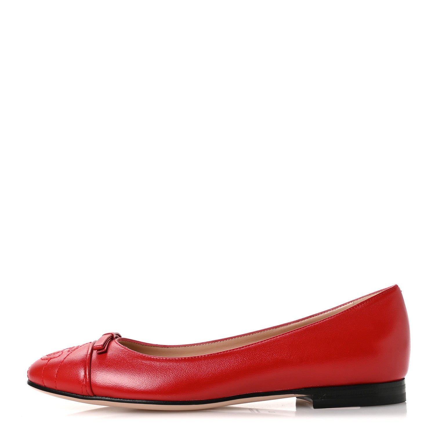 Gucci Nappa Charlotte Double G Ballet Flats 37 Maple Red 1 of 9