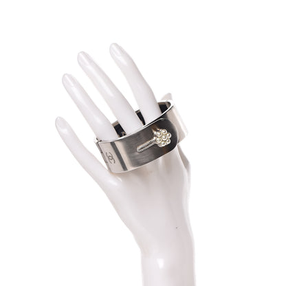 Chanel Metal Pearl CC Cuff Silver 2 of 16
