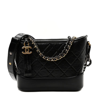 Chanel Aged Calfskin Quilted Small Gabrielle Hobo Black 1 of 11