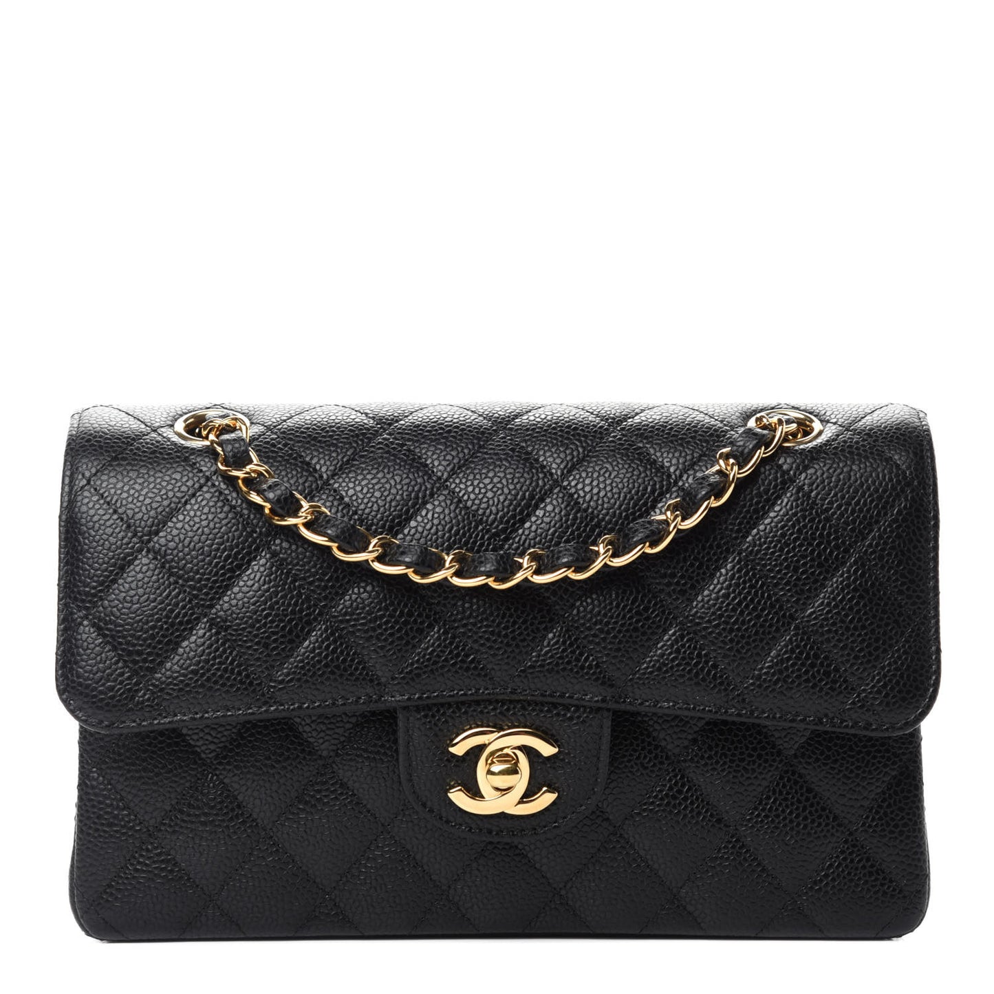 Caviar Quilted Small Double Flap Black