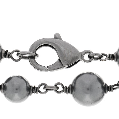 Chanel Crystal Pearl Beaded CC Long Necklace Ruthenium 5 of 6