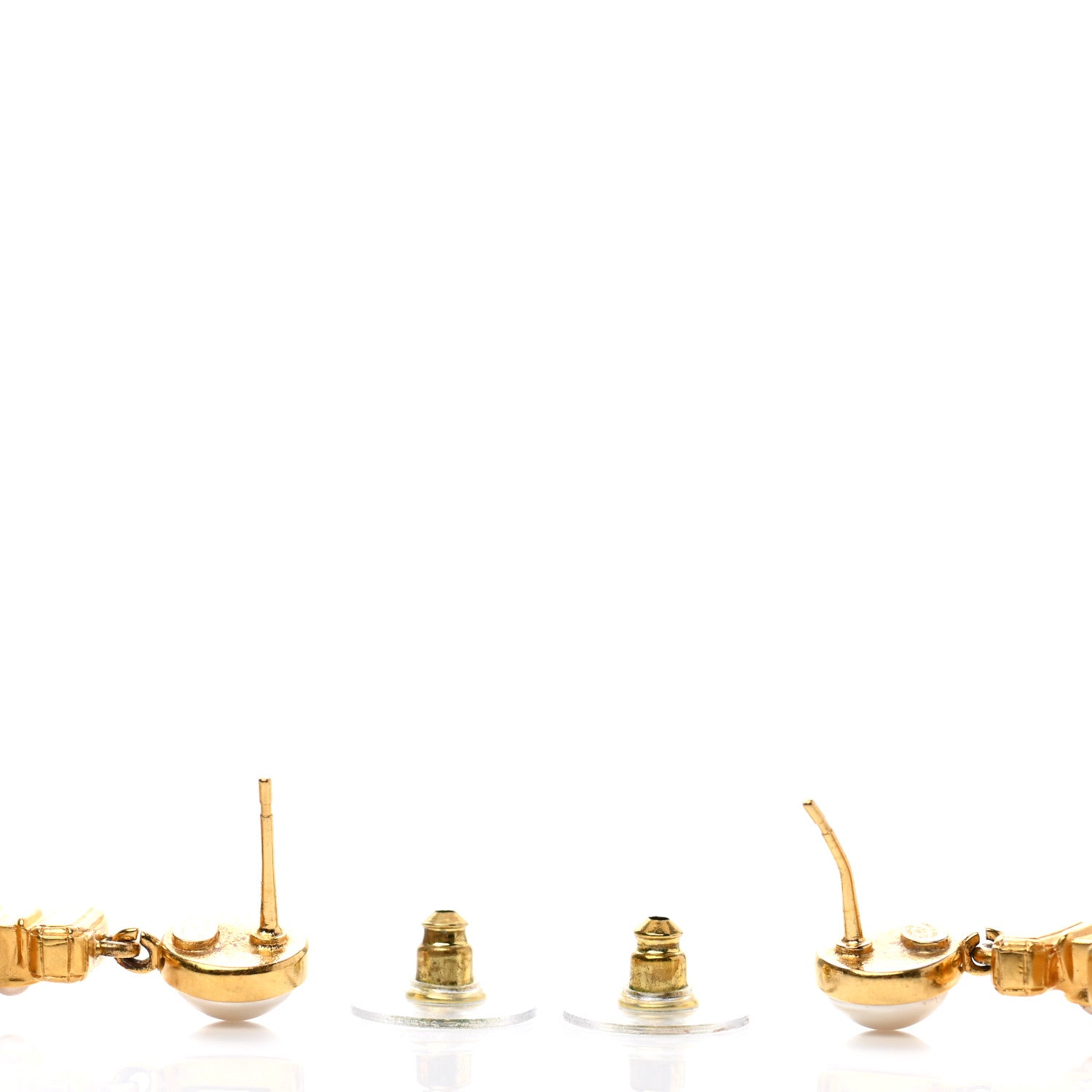 Chanel Crystal Pearl CC Perfume Bottle Drop Earrings Gold 3 of 4