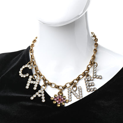 Chanel Metal Crystal City of Lights Logo Necklace Gold Multicolor 2 of 5