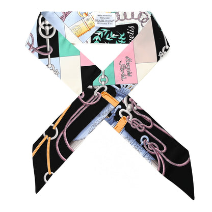 Hermes Silk Cliquetis Twilly Black Rose Menthol 1 of 4
