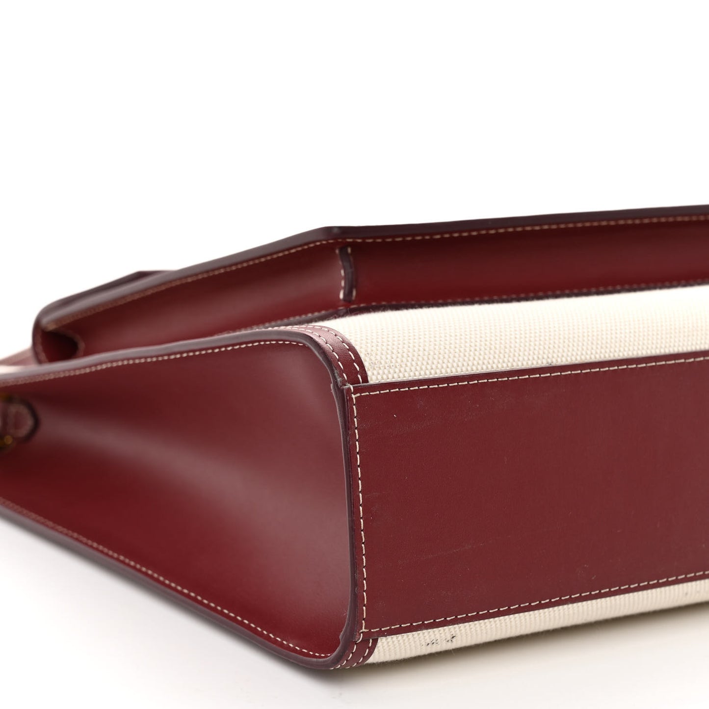 Canvas Smooth Calfskin Two Tone Medium Pocket Bag Natural Garnet Geranium