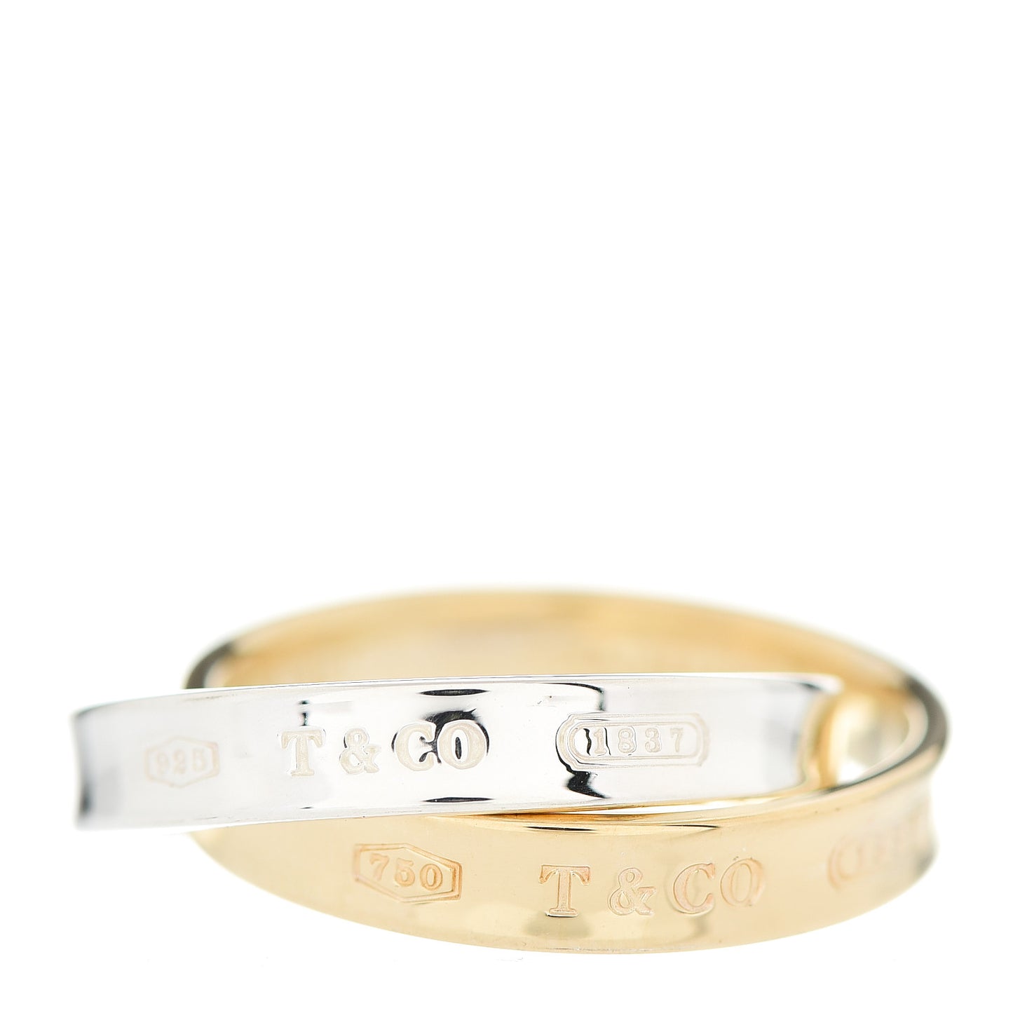 Sterling Silver 18K Yellow Gold 1837 Interlocking Circles Ring 54 6.75