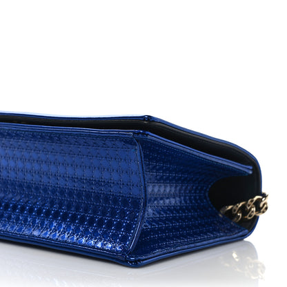 Christian Dior Metallic Patent Micro-Cannage Medium Diorama Flap Bag Blue 8 of 8
