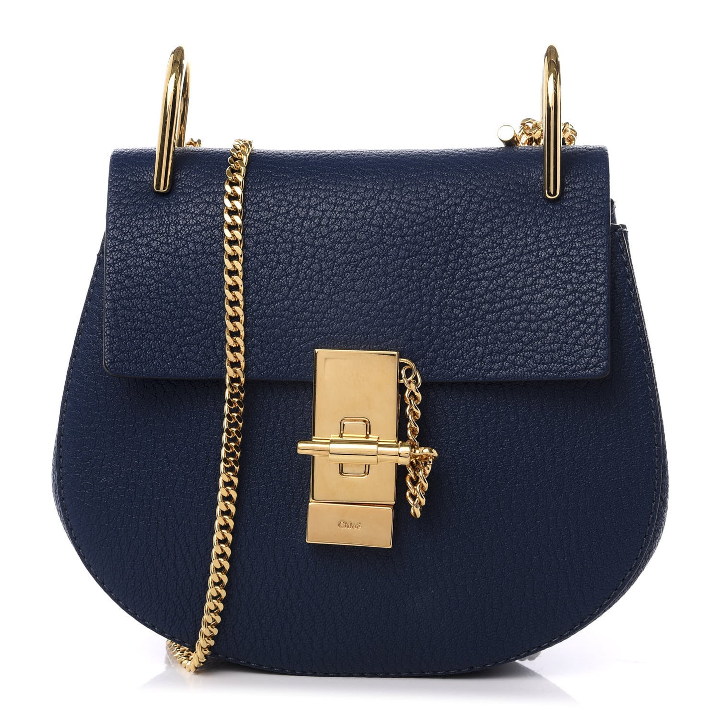 Grained Lambskin Mini Drew Shoulder Bag Royal Navy