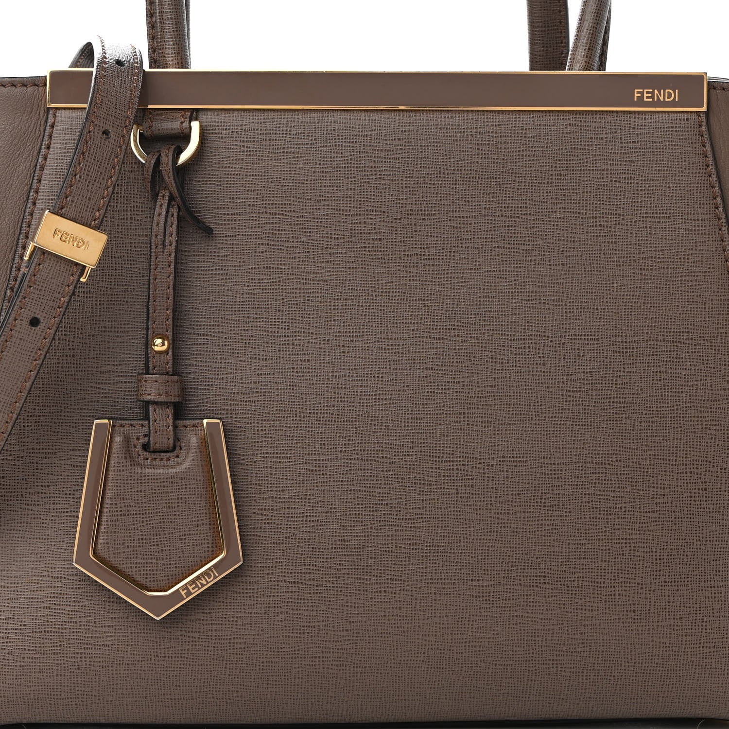 Fendi Vitello Elite Flamingo Petite 2Jours Tote Seppia 7 of 9