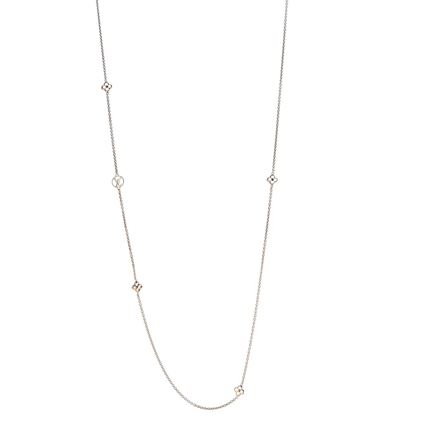 Louis Vuitton Metal Enamel Flower Full Long Necklace Gold 1 of 5