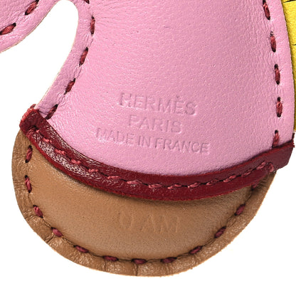Hermes Milo Lambskin Geegee Camail Bag Charm Mauve Sylvestre Chai Lime Rouge Grenat 3 of 4