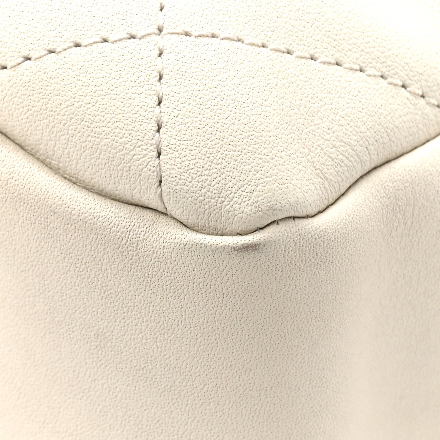 Calfskin Quilted Drawstring Bucket Bag White