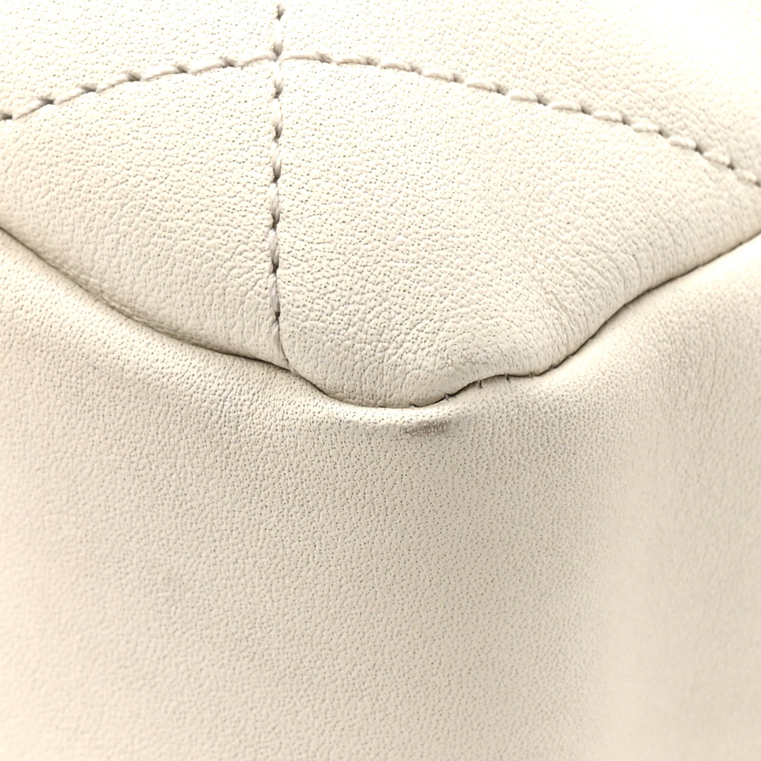 Chanel Calfskin Quilted Drawstring Bucket Bag White 9 of 15