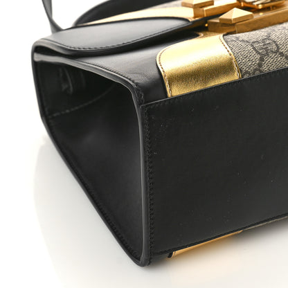 Gucci GG Supreme Monogram Small Osiride Top Handle Bag Black Gold 8 of 9