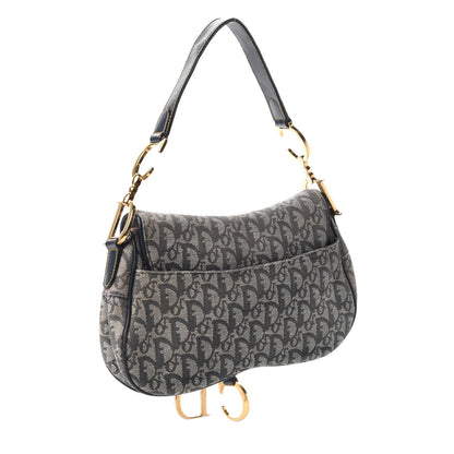 Christian Dior Monogram Double Saddle Bag Navy Blue 3 of 10