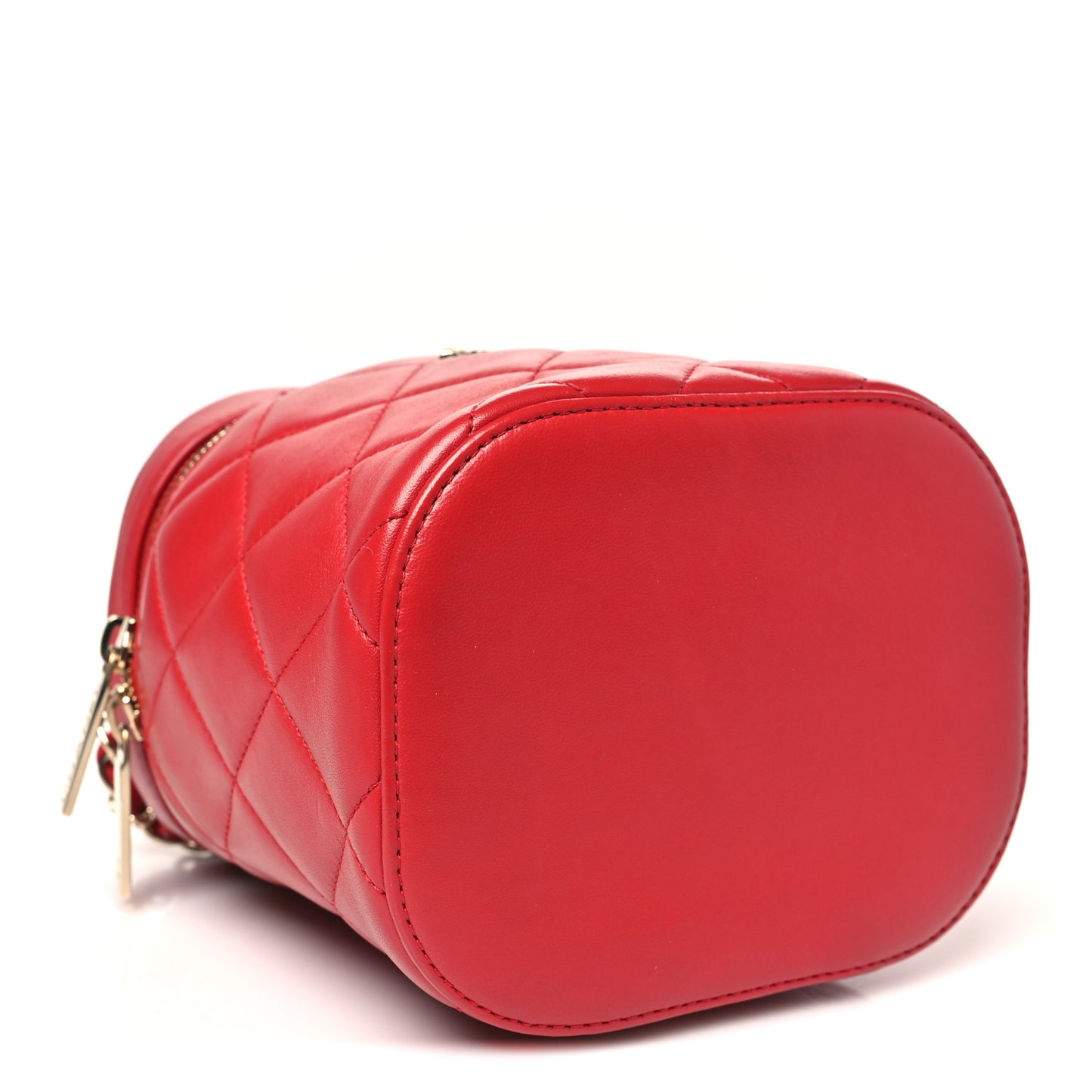 Lambskin Quilted Trendy Vanity Case Red
