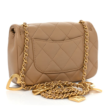 Chanel Lambskin Quilted Mini Heart Charms Flap Beige 3 of 9