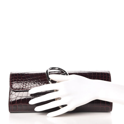 Hermes Shiny Niloticus Crocodile Egee Clutch Bordeaux 2 of 9