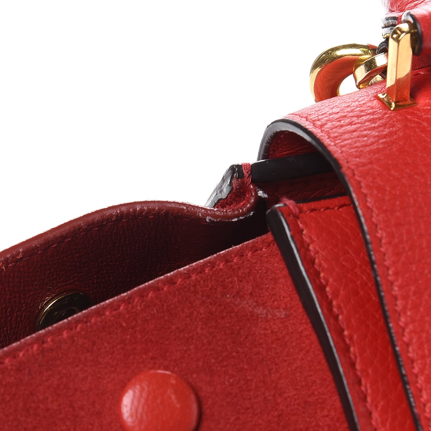 Drummed Calfskin Suede Small Trapeze Coquelicot