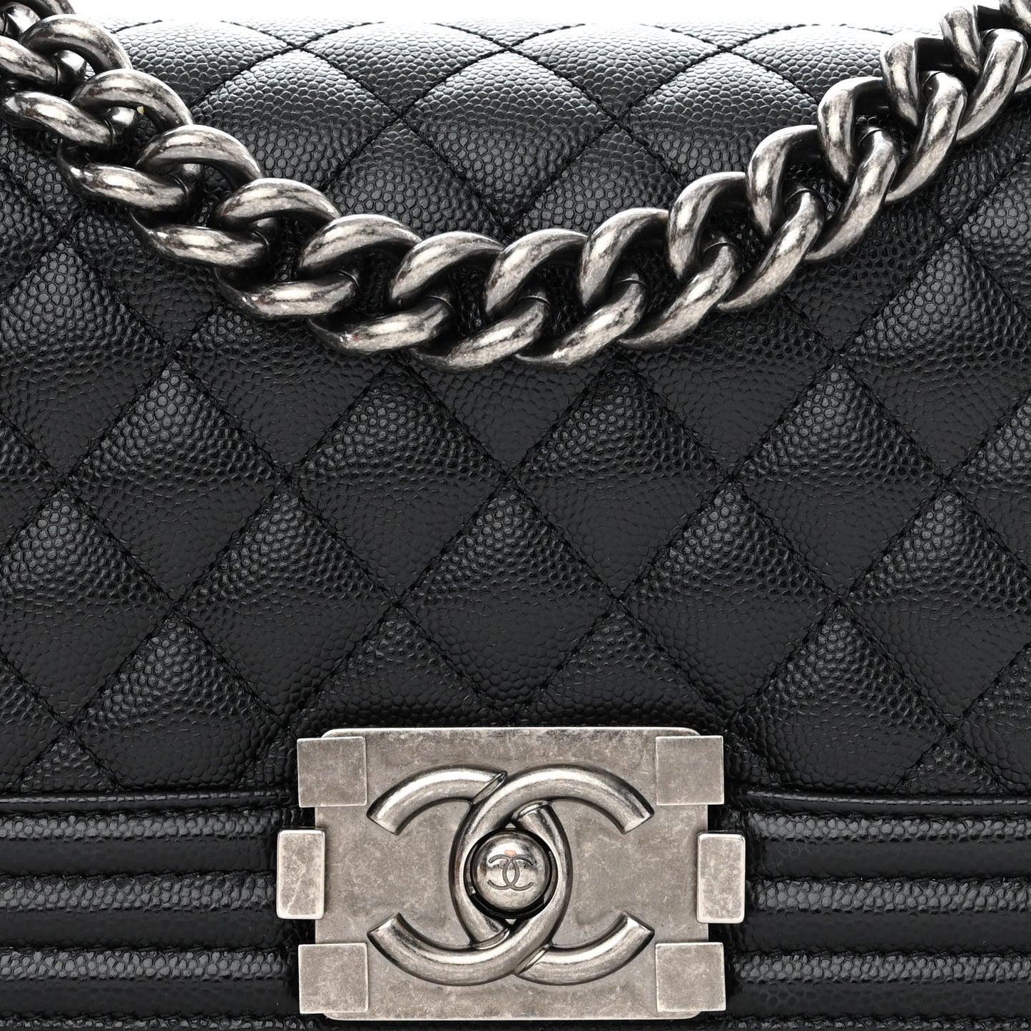 Caviar Quilted Small Boy Flap Black