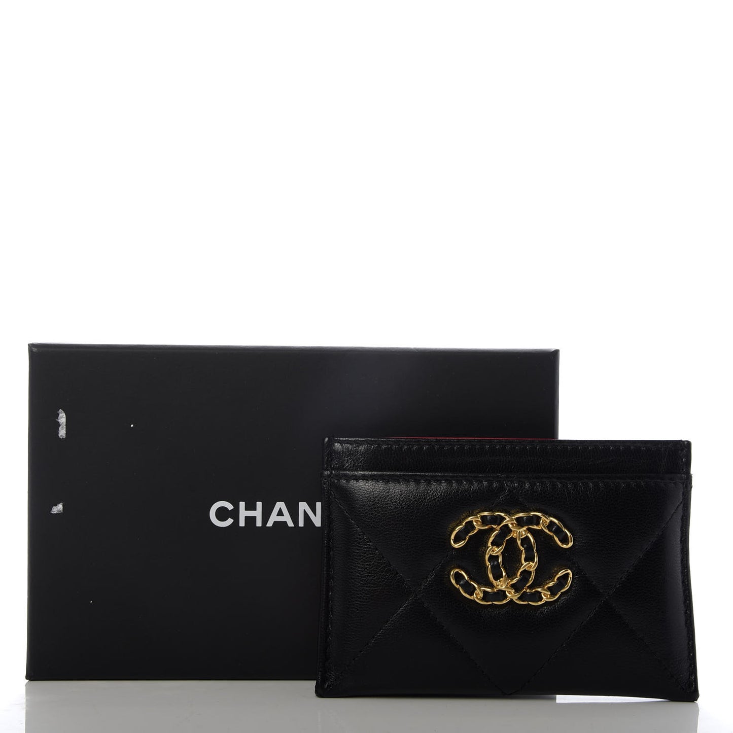 Goatskin Quilted 19 Card Holder Black