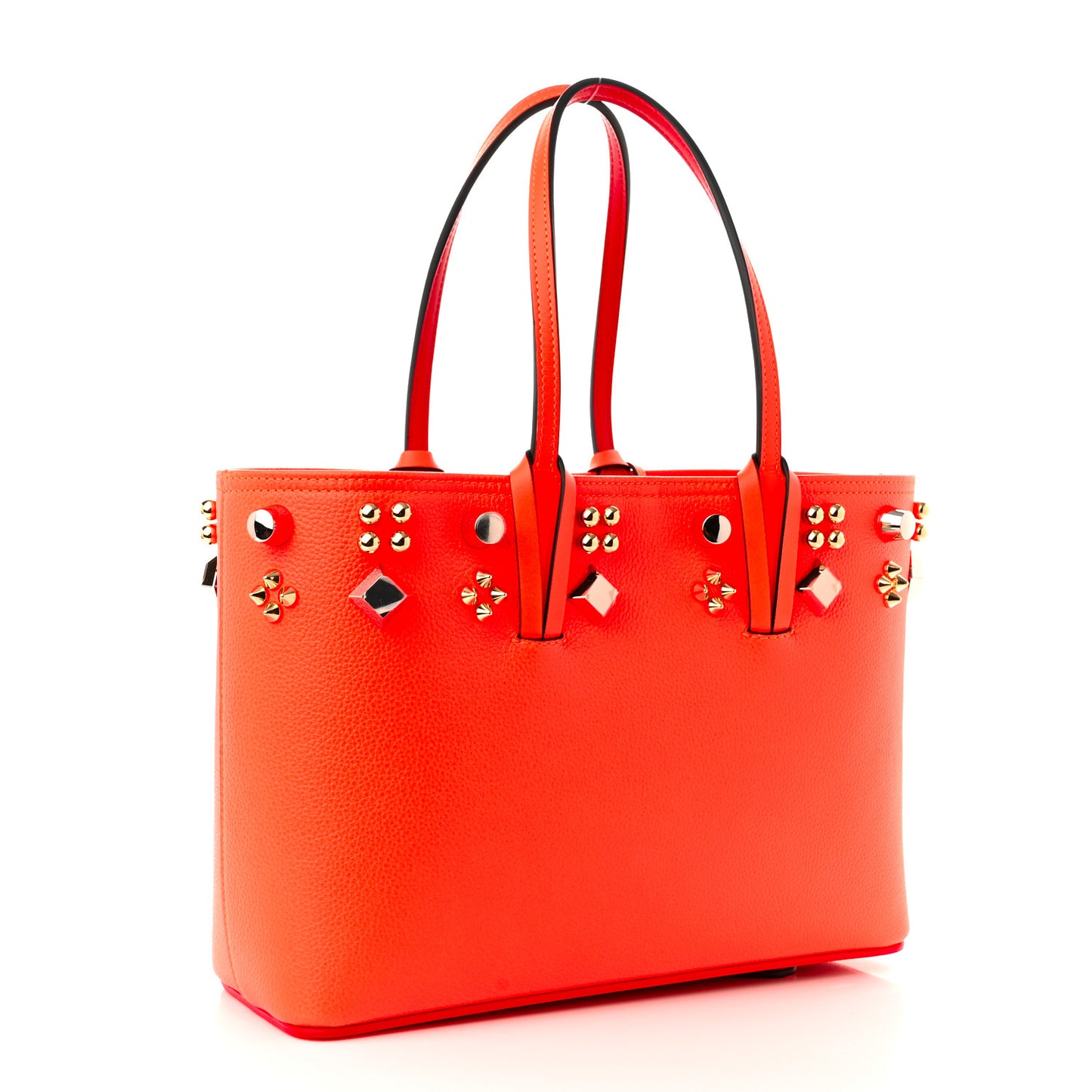 Calfskin Empire Spike Studded East West Cabata Tote Sunrise Multicolor