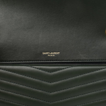 Saint Laurent Lambskin Matelasse Chevron Monogram Medium Sulpice Bag Black 6 of 16