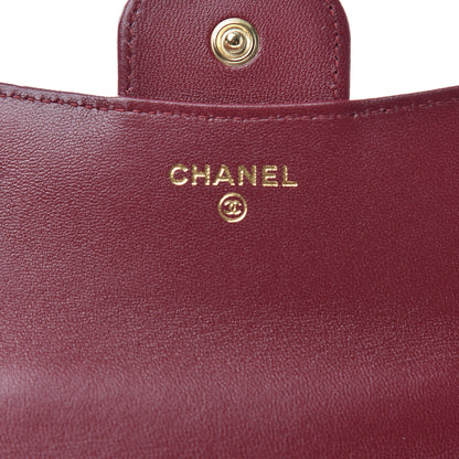 Chanel Lambskin Quilted Top Handle Flap Coin Purse With Chain Burgundy 6 of 9