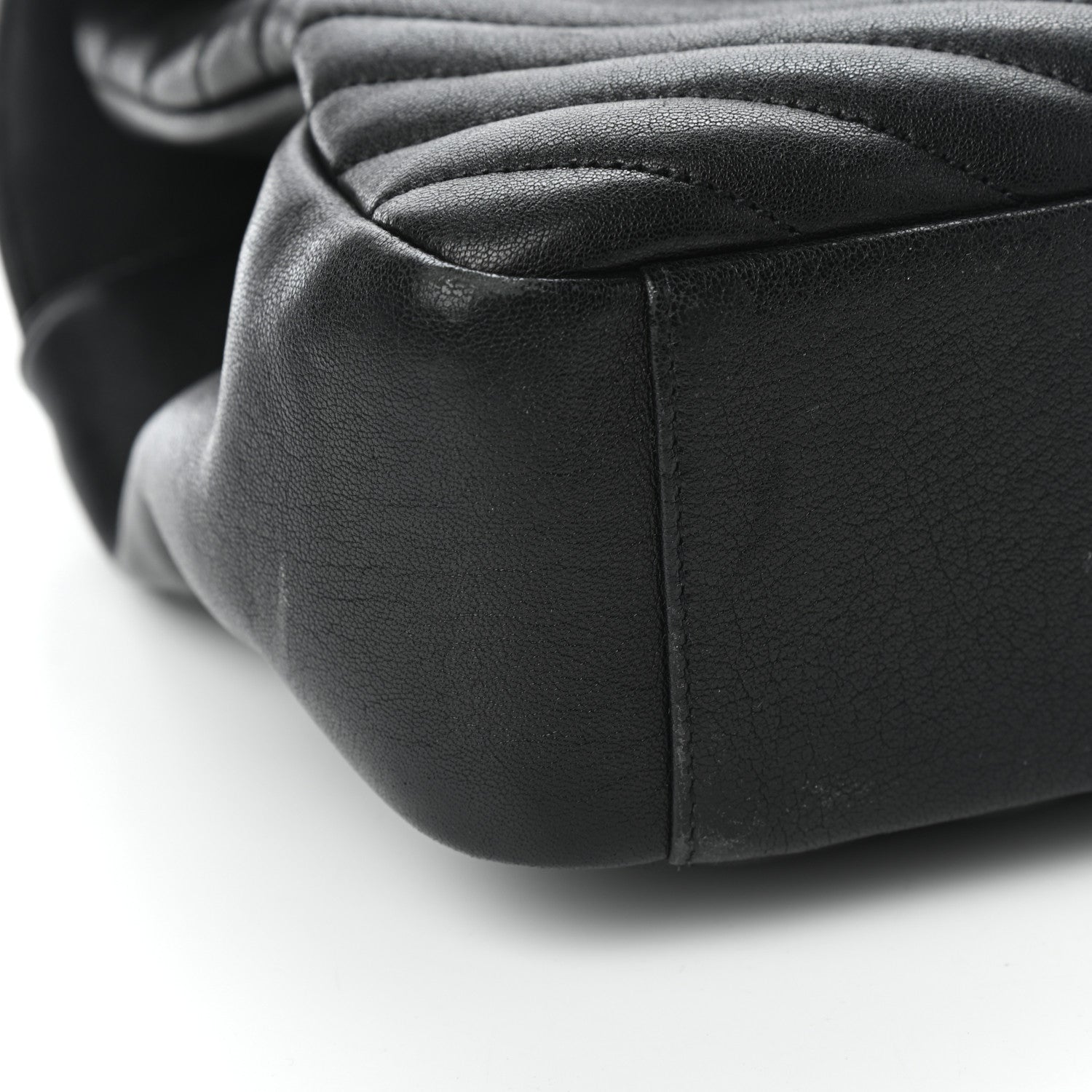 Saint Laurent Sheepskin Matelasse Chevron Monogram Large College Satchel Black 8 of 9