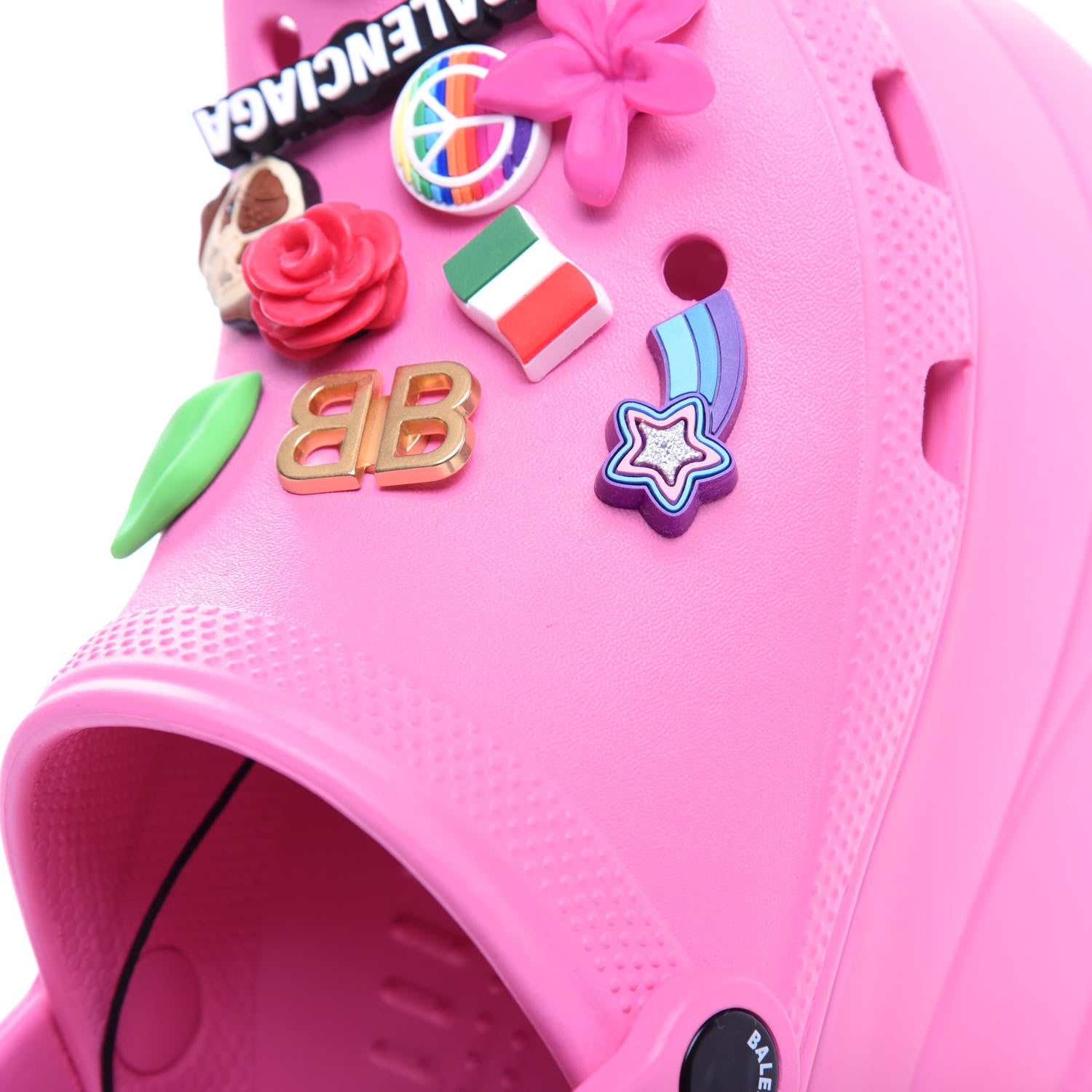 Balenciaga X CROCS Rubber Textured Womens Platform Sandals 36 Rose Bonbon 8 of 9